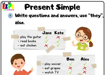 Present Simple Look at the Chart then Write the Sentences and Answers Grammar Worksheet Book 1 pdf